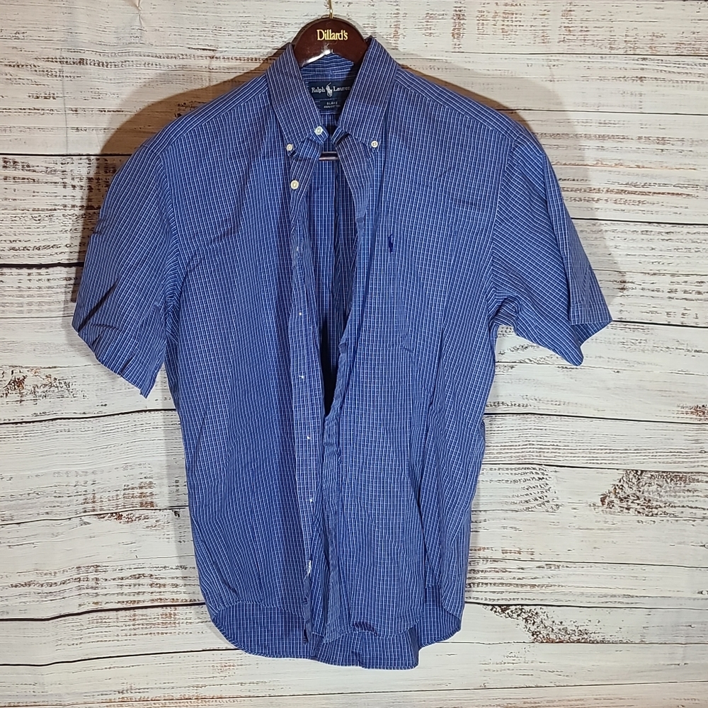 Ralph Lauren Blake Short Sleeve Cotton Button Down Mens Shirt Large